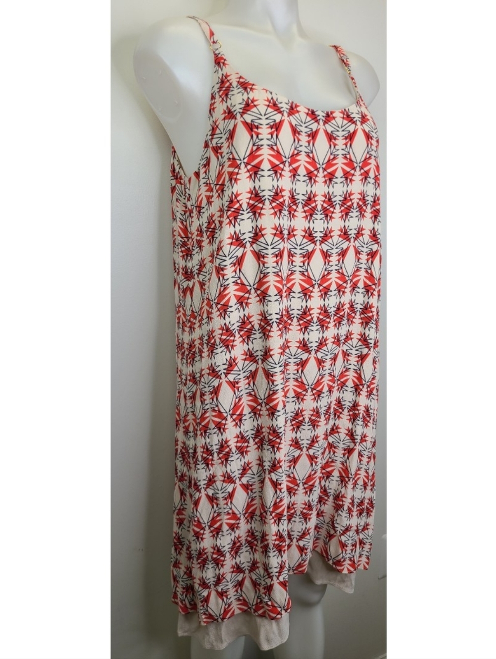 Cabi Limited Edition Batik Print Slip Dress Beige Cream Orange Navy Blue Large - Picture 5 of 10